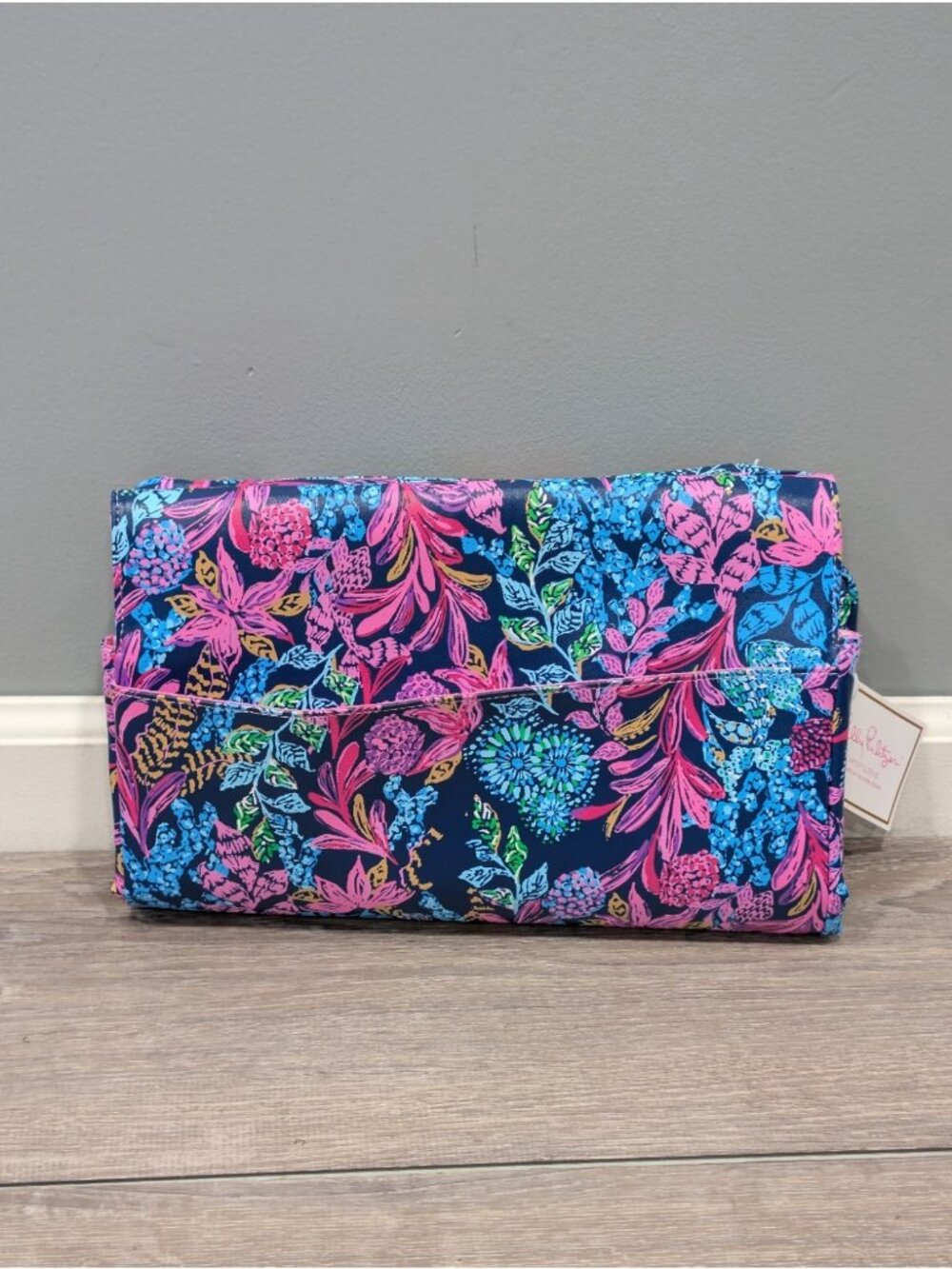 Lilly Pulitzer NWT Laptop Sleeve Leatherette Aegean Navy Calypso Coast - Picture 2 of 12